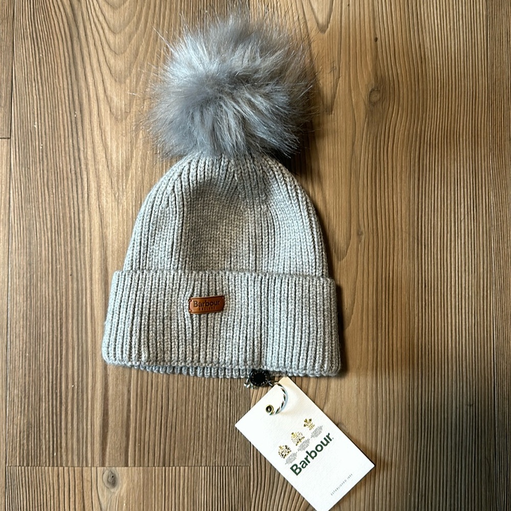 Barbour women’s Dove grey pompom beanie